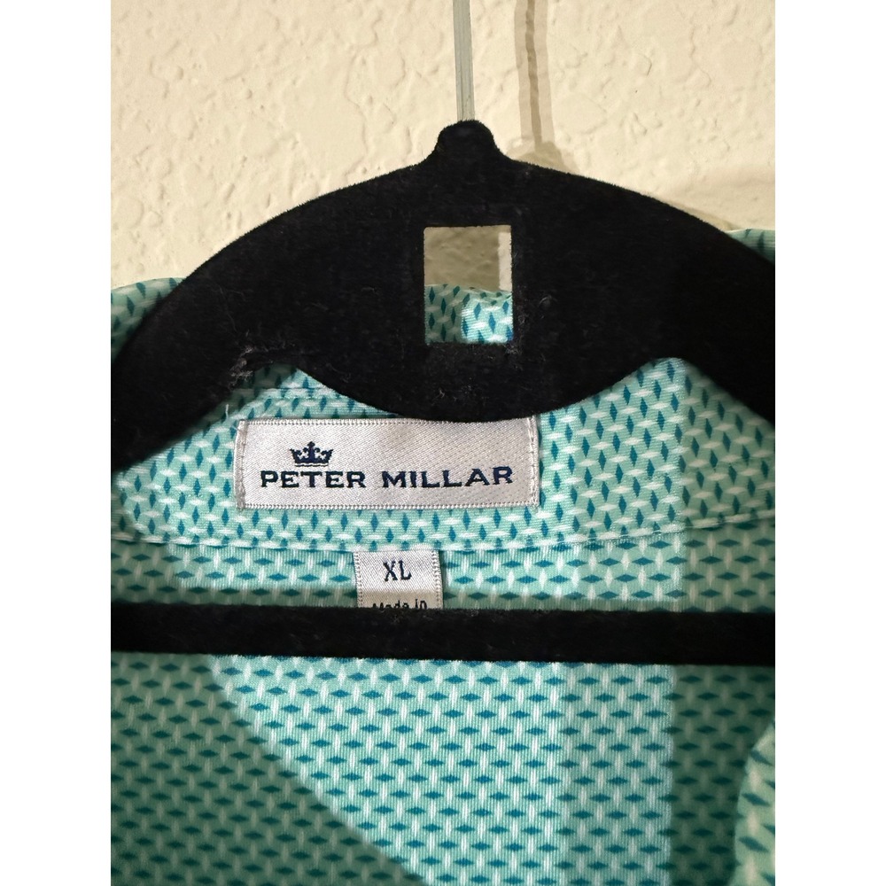 Peter Millar Green Geometric Haalalai Hawaii Button Front Collard Polo Size XL - Picture 3 of 6